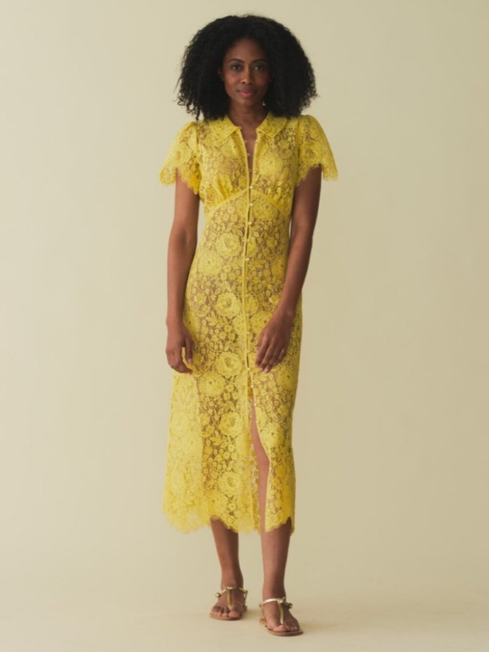 DOEN Sohana Lace Dress in Daffodil Yellow | Like New